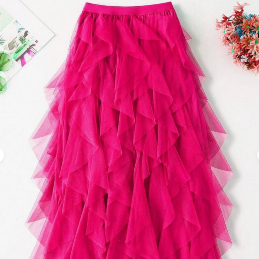 Pink Tulle Maxi Skirt   Size 6